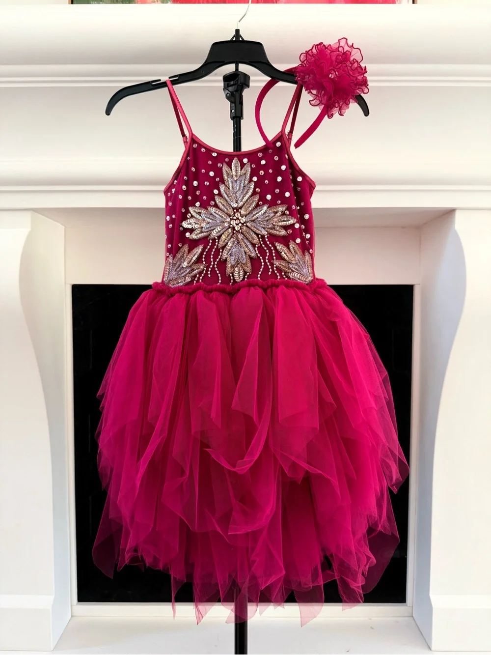 Girls' Fuchsia Tulle Play Dress with Embellished Bodice